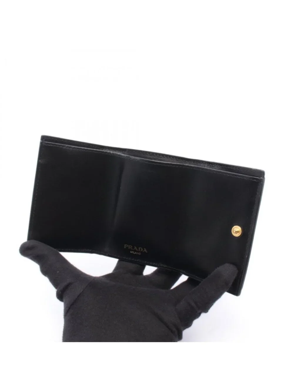 Prada Trifold Wallet Vitello Move Compact Black Leather